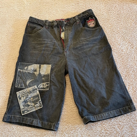 Other - Vintage Classics Y2K Baggy Embroidered Jean Shorts with Baseball Graphics (Used)